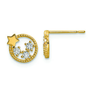 14k CZ Stars Post Earrings