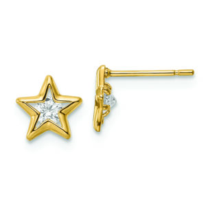 14k CZ Star Post Earrings