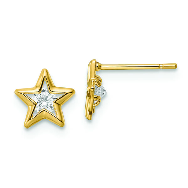 14k CZ Star Post Earrings