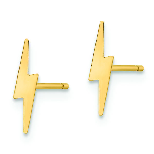 14K Polished Lightning Bolt Post Earrings - Image 2