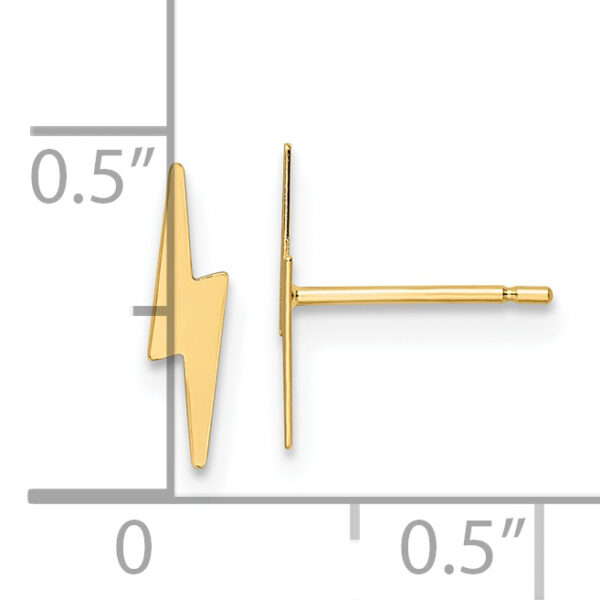 14K Polished Lightning Bolt Post Earrings - Image 3