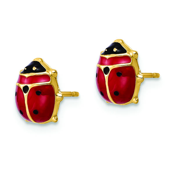 14k Polished Enameled Large Ladybug Post Earrings - Image 2