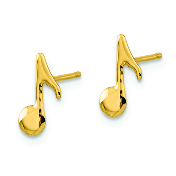 14K Polished Music Note Post Earrings - Image 2
