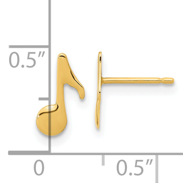 14K Polished Music Note Post Earrings - Image 3