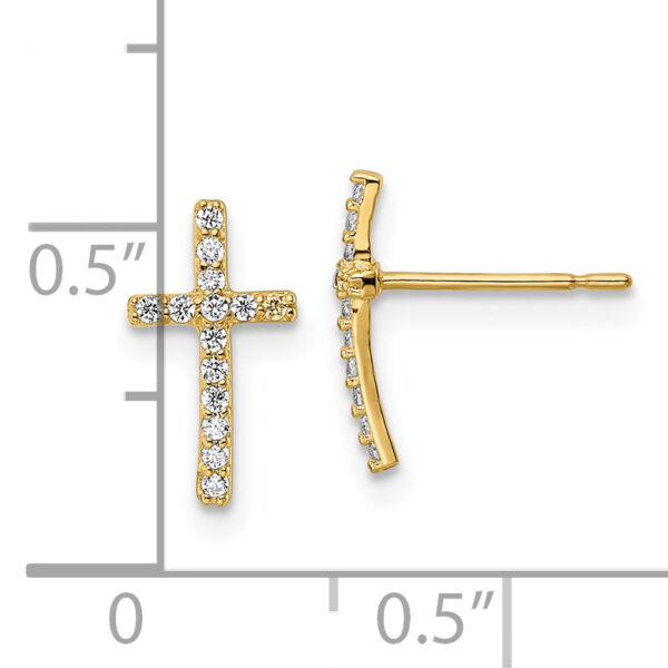 14k CZ Cross Post Earrings - Image 3