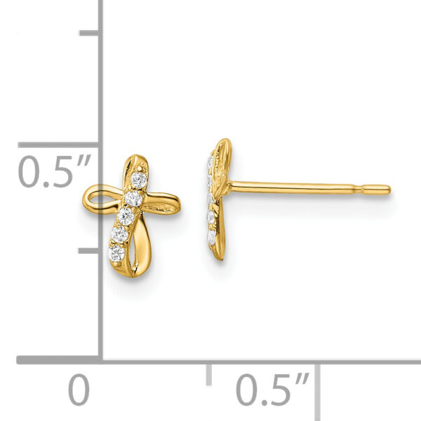 14k CZ Cross Post Earrings - Image 3