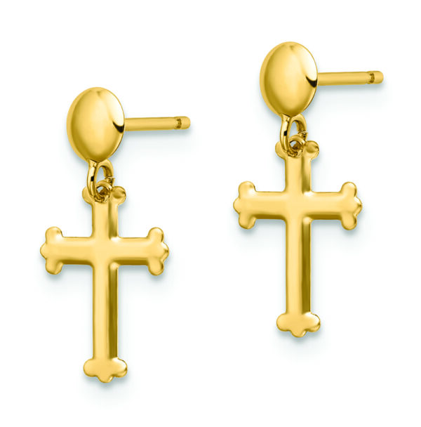 14K Polished Cross Post Dangle Earrings - Image 2