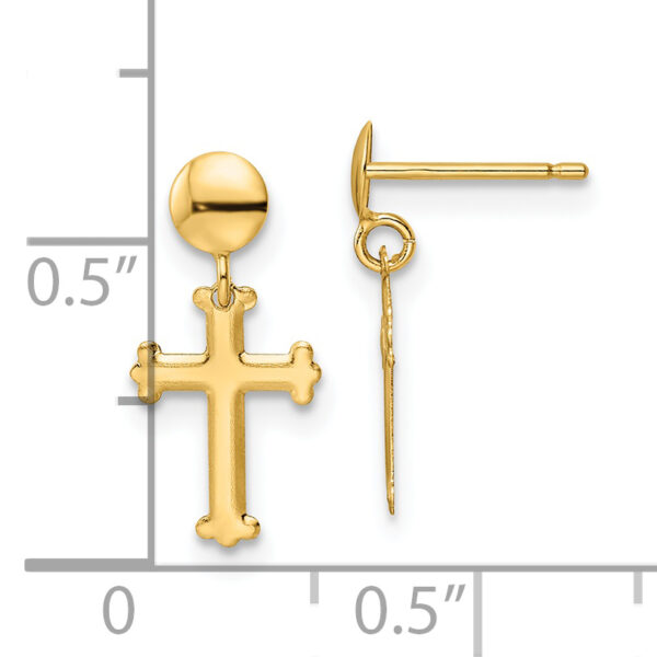 14K Polished Cross Post Dangle Earrings - Image 3