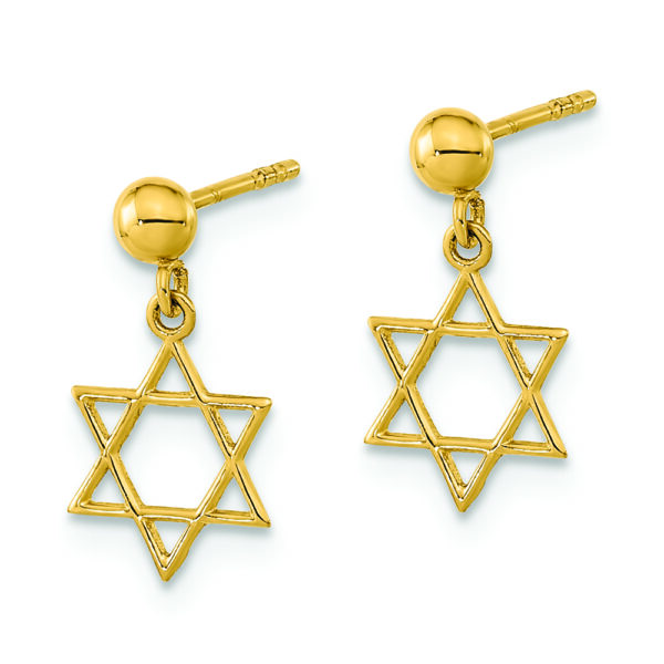 14K Polished Star of David Post Dangle Earrings - Image 2