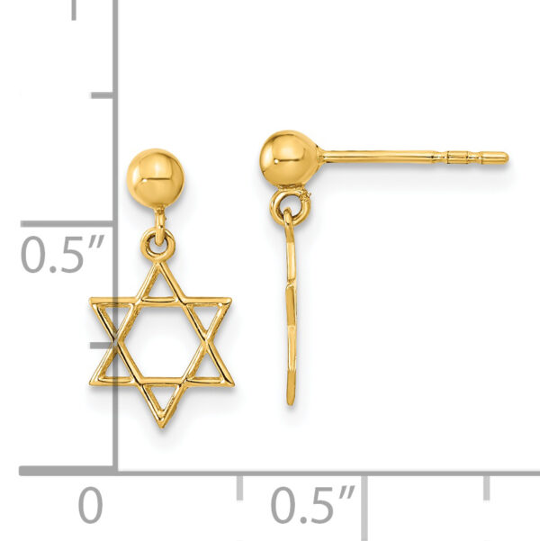 14K Polished Star of David Post Dangle Earrings - Image 3