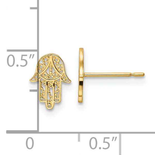 14k Hamsa Post Earrings - Image 3